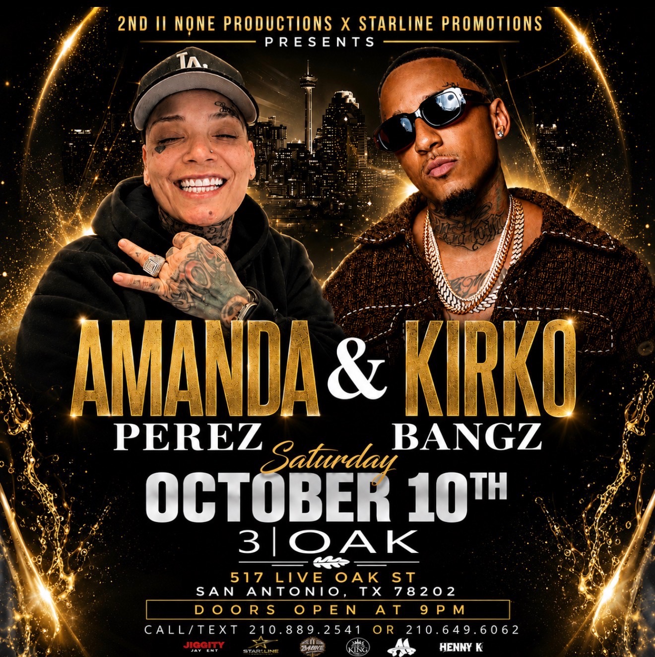 Amanda Perez and Kirko Bangz live at 3|Oak on Saturday, October 10, 2026